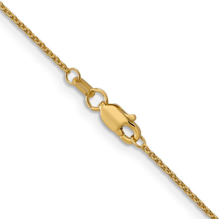 10K Solid Yellow Gold 1mm Round Cable Rolo Link Chain Belcher Necklace