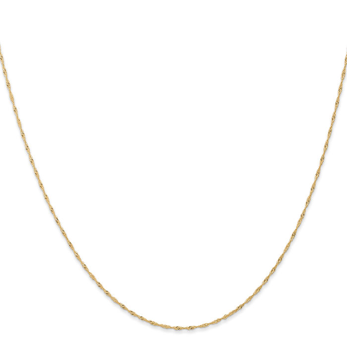 10K Solid Yellow Gold 1mm Singapore Chain Necklace