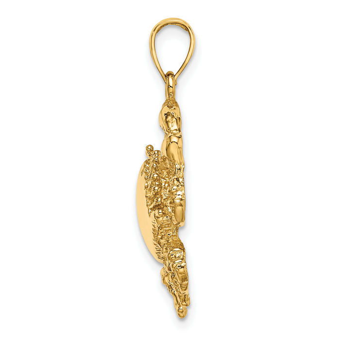 10K Solid Yellow Gold Crab Claw Necklace Chain Pendant Charm