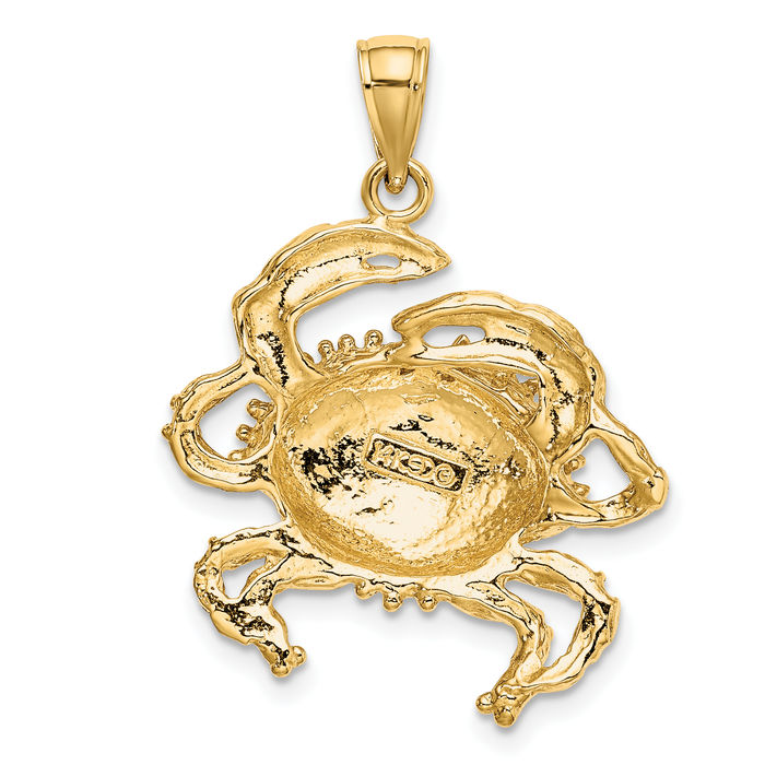 10K Solid Yellow Gold Crab Claw Necklace Chain Pendant Charm