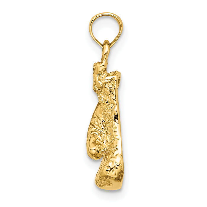 10K Solid Yellow Gold Single Boxing Glove Necklace Karate Charm Sports Pendant