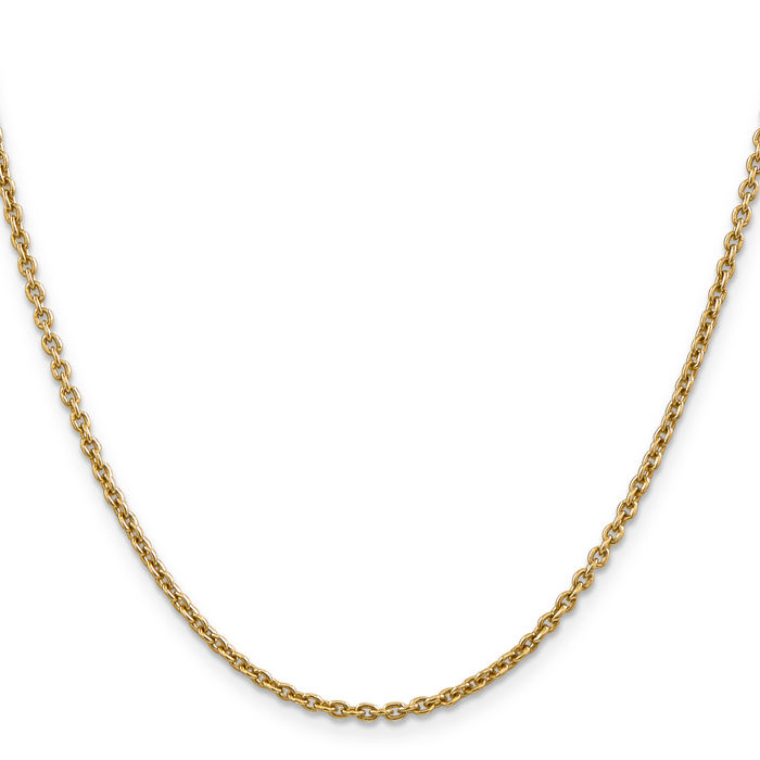 10K Solid Yellow Gold 2.2mm Forzantine Cable Rolo Link Chain Belcher Necklace