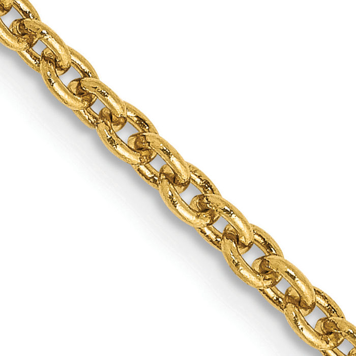 10K Solid Yellow Gold 2.2mm Forzantine Cable Rolo Link Chain Belcher Necklace