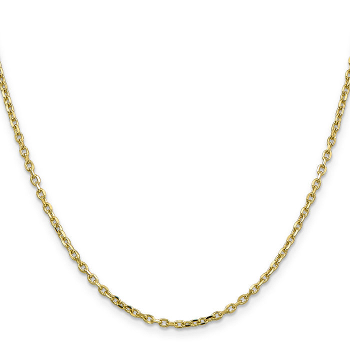 10K Solid Yellow Gold 2.2mm Round Cable Rolo Link Chain Belcher Necklace