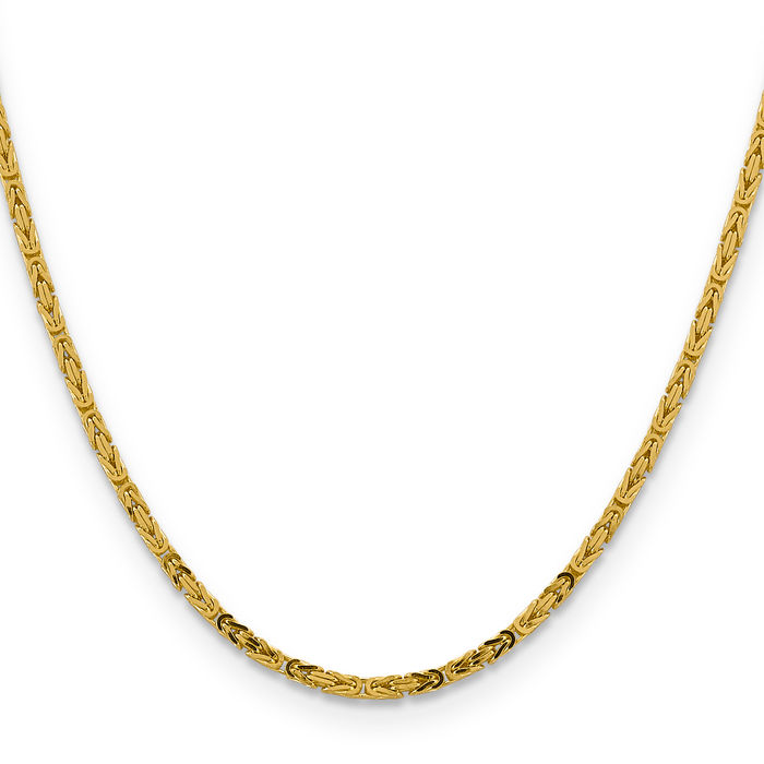 10K Solid Yellow Gold 2.5mm Byzantine Link Chain Necklace Viking