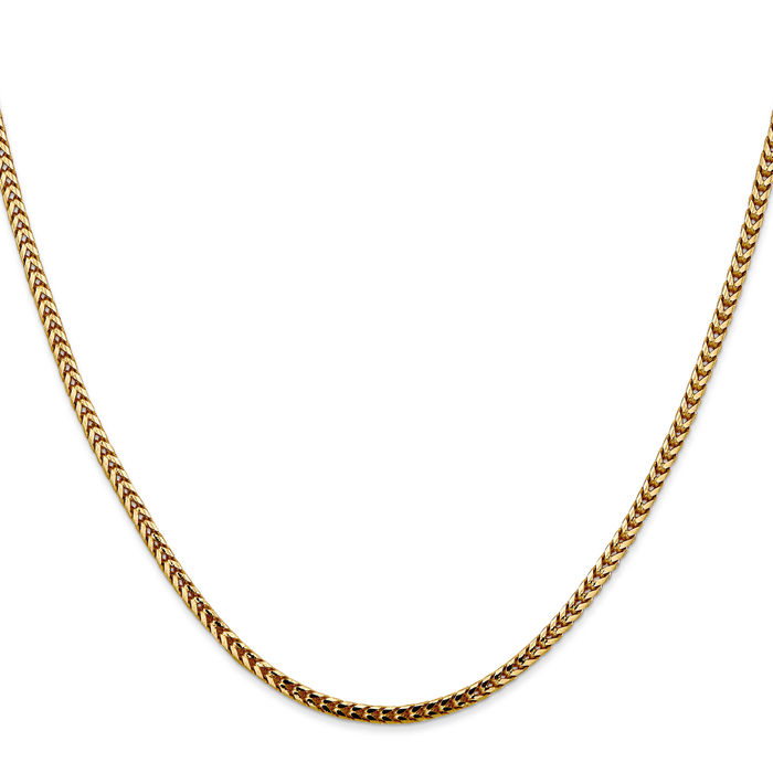 10K Solid Yellow Gold 2.5mm Franco Link Chain Necklace