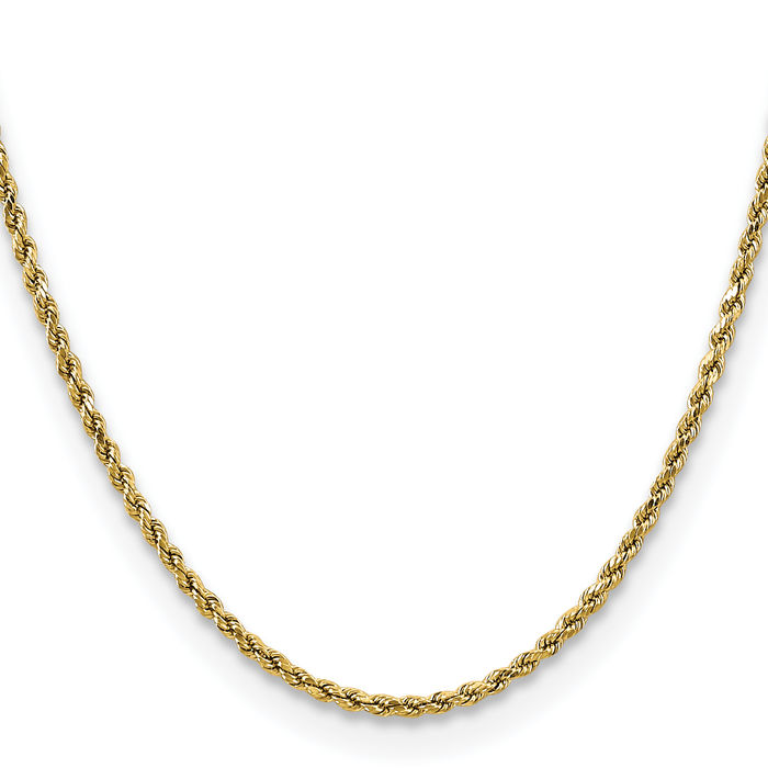 10K Solid Yellow Gold 2.5mm Rope Chain Twisted Link Necklace