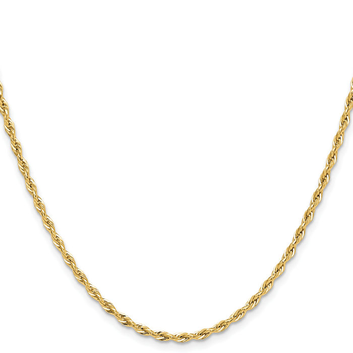 10K Solid Yellow Gold 2.5mm Rope Chain Twisted Link Necklace