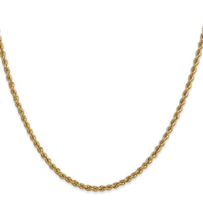 10K Solid Yellow Gold 2.5mm Rope Chain Twisted Link Necklace