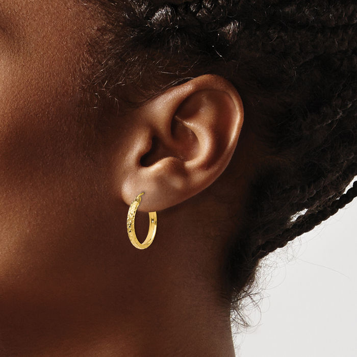 10K Solid Yellow Gold 2.8x18mm Round Small Hoop Earrings