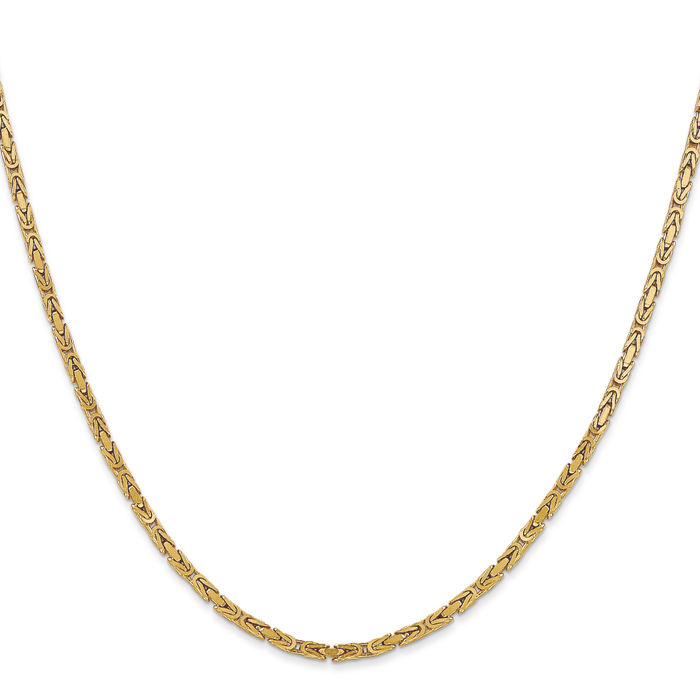 10K Solid Yellow Gold 2mm Byzantine Link Chain Necklace