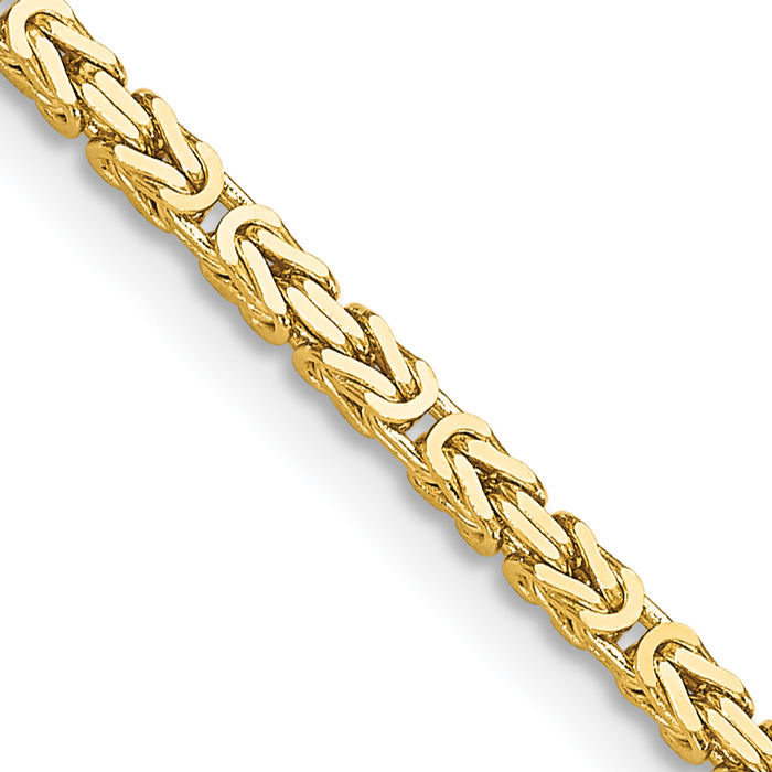 10K Solid Yellow Gold 2mm Byzantine Link Chain Necklace