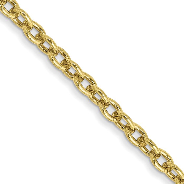 10K Solid Yellow Gold 1.8mm Forzantine Cable Rolo Link Chain Belcher Necklace