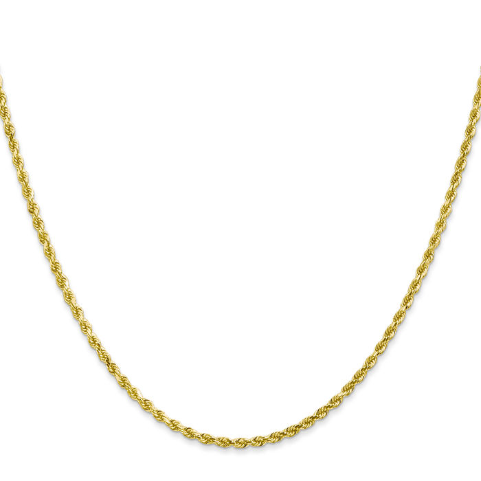 10K Solid Yellow Gold 2mm Rope Chain Twisted Link Necklace