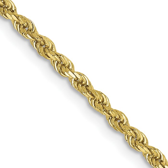 10K Solid Yellow Gold 2mm Rope Chain Twisted Link Necklace