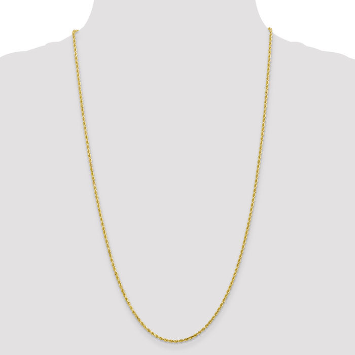 10K Solid Yellow Gold 2mm Rope Chain Twisted Link Necklace