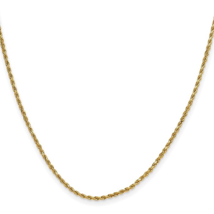 10K Solid Yellow Gold 2mm Rope Chain Twisted Link Necklace