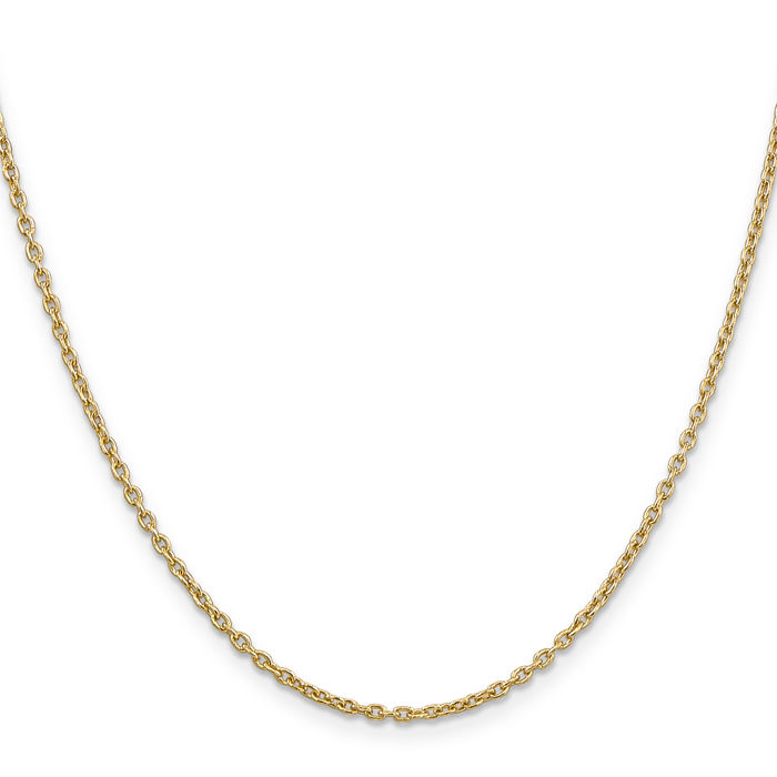 10K Solid Yellow Gold 2mm Round Cable Rolo Link Chain Belcher Necklace