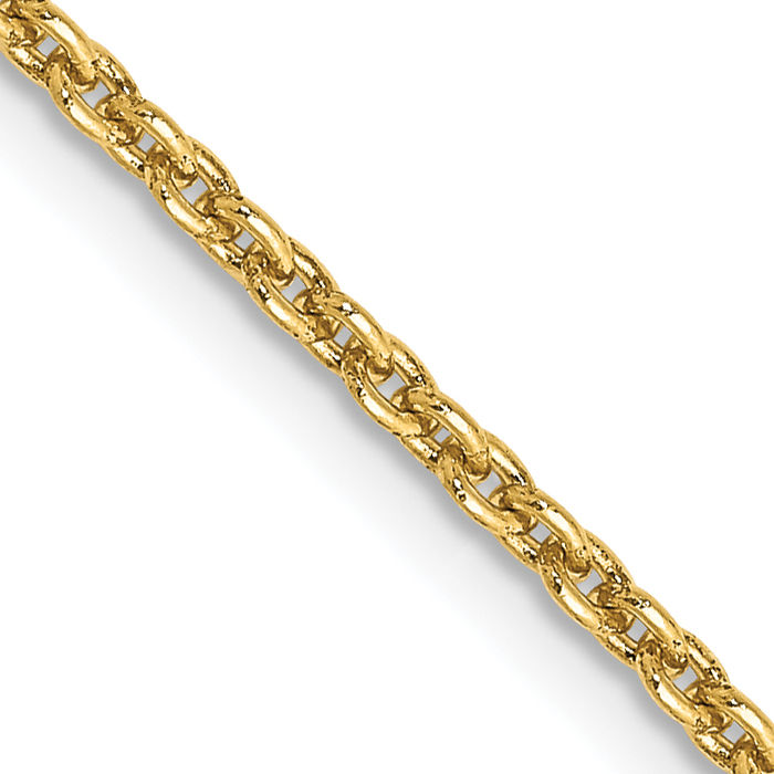 10K Solid Yellow Gold 2mm Round Cable Rolo Link Chain Belcher Necklace