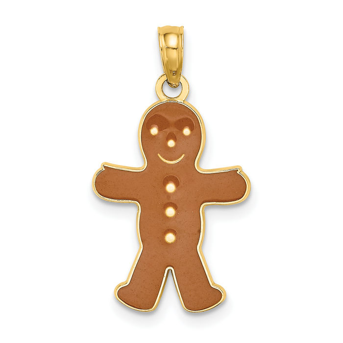 10K Solid Yellow Gold Gingerbread Man Necklace