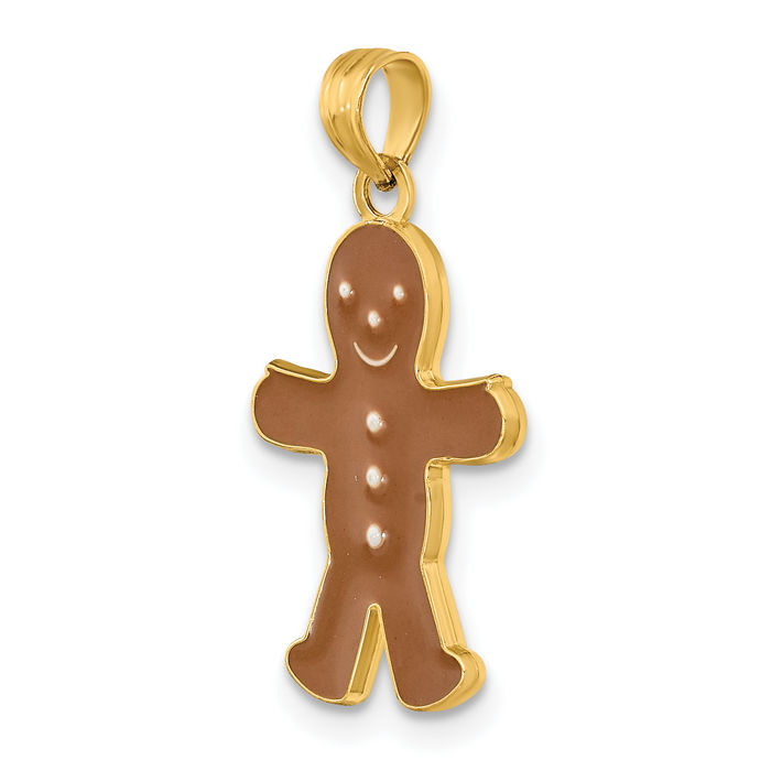 10K Solid Yellow Gold Gingerbread Man Necklace