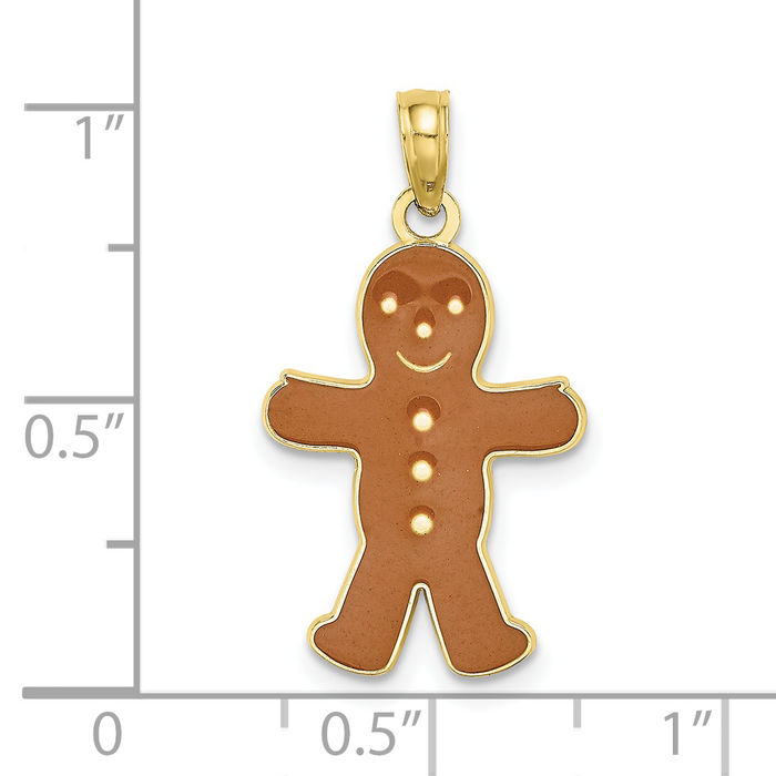 10K Solid Yellow Gold Gingerbread Man Necklace