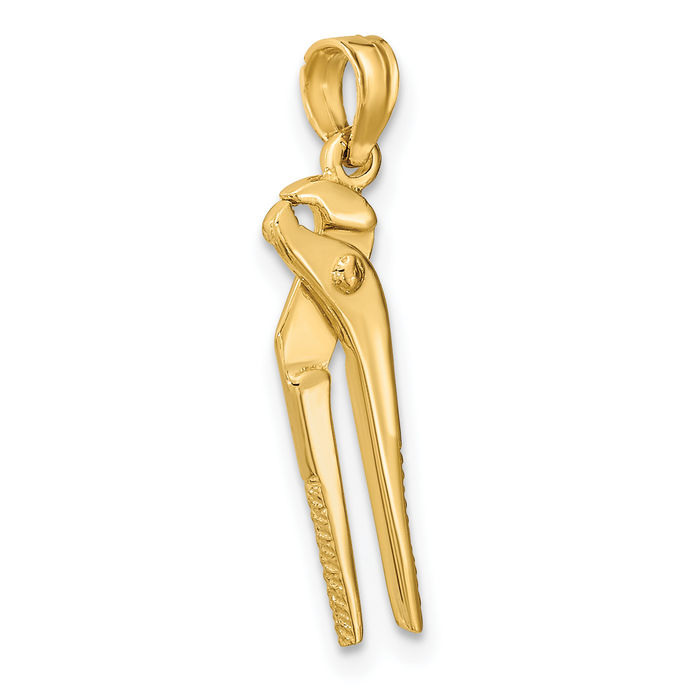 10K Solid Yellow Gold Dangling Locking Wrench Necklace Mechanic Chain Pendant Charm