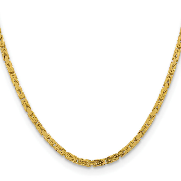 10K Solid Yellow Gold 3.25mm Byzantine Link Chain Necklace Viking