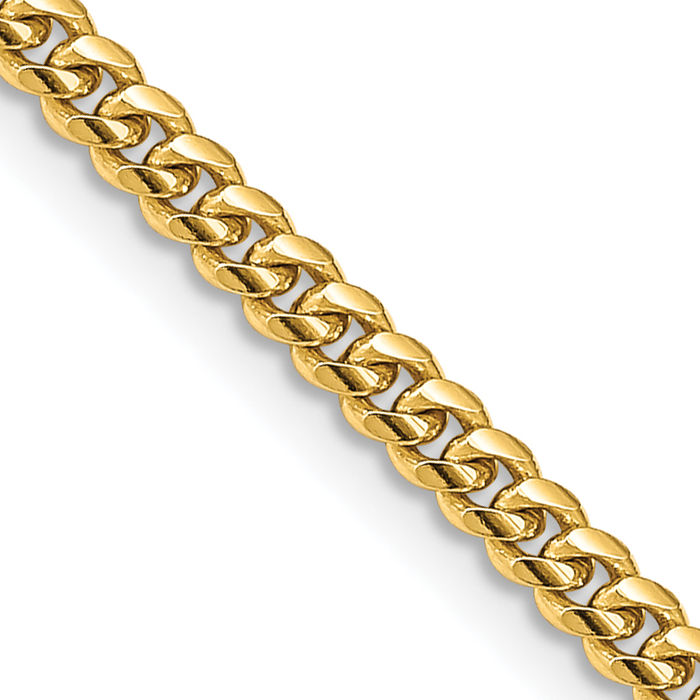 10K Solid Yellow Gold 3.5mm Miami Cuban Curb Link Chain Necklace