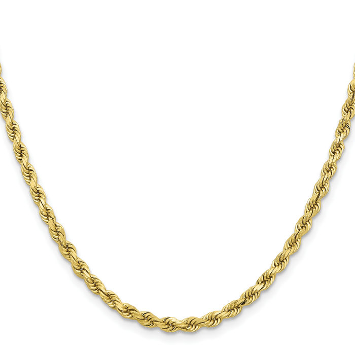 10K Solid Yellow Gold 3.75mm Rope Chain Twisted Link Necklace