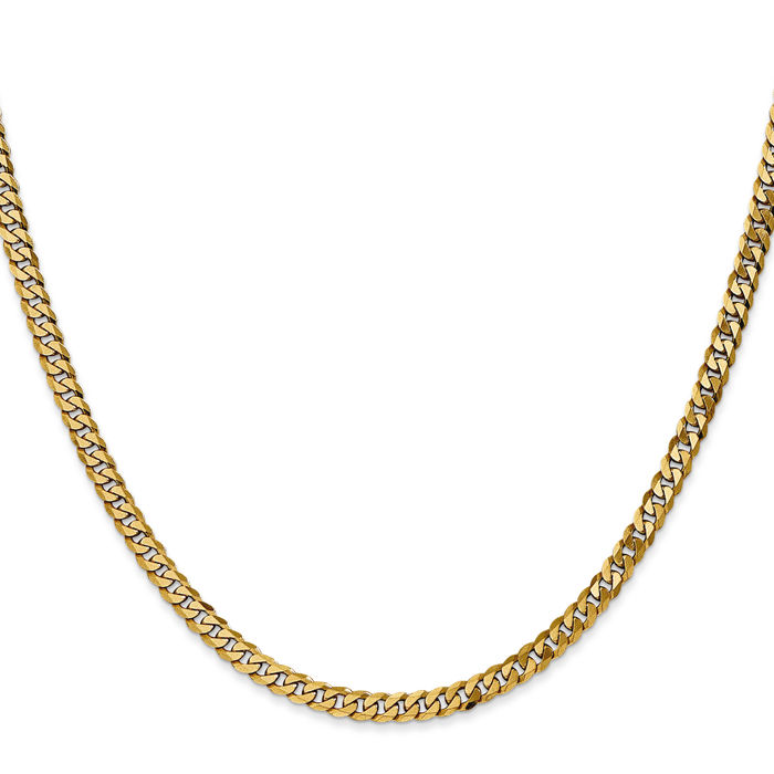 10K Solid Yellow Gold 3.9mm Curb Link Chain Necklace