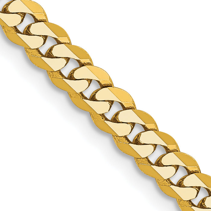 10K Solid Yellow Gold 3.9mm Curb Link Chain Necklace