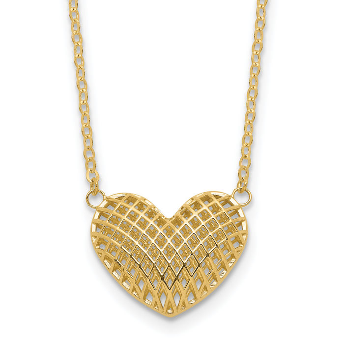 10K Solid Yellow Gold Heart Necklace Love Pendant Friendship Charm