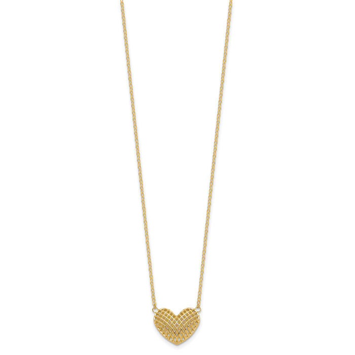 10K Solid Yellow Gold Heart Necklace Love Pendant Friendship Charm