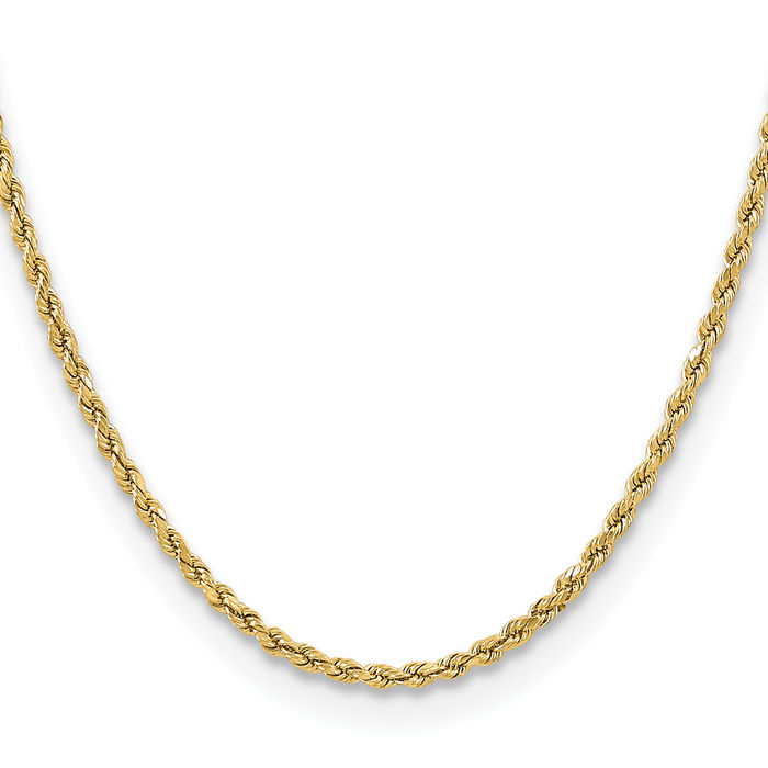 10K Solid Yellow Gold 3mm Rope Chain Twisted Link Necklace