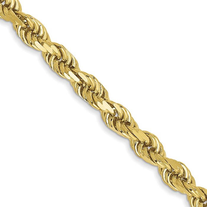 10K Solid Yellow Gold 3mm Rope Chain Twisted Link Necklace