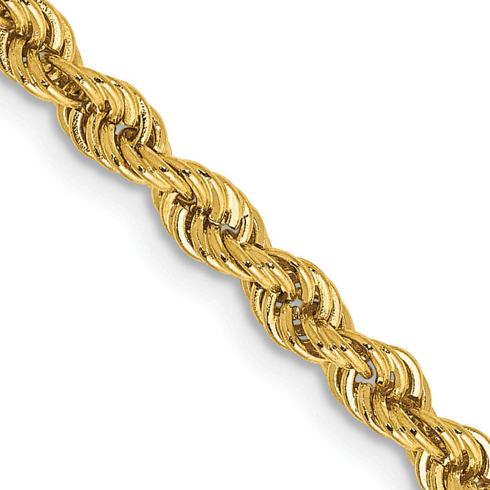 10K Solid Yellow Gold 3mm Rope Chain Twisted Link Necklace