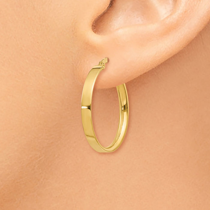 10K Solid Yellow Gold 3mm Medium Round Hoop Earrings