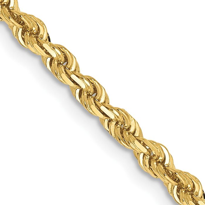 10K Solid Yellow Gold 3mm Quadruple Rope Chain Twisted Link Necklace