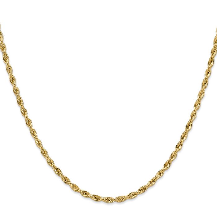 10K Solid Yellow Gold 3mm Rope Chain Twisted Link Necklace