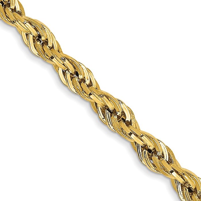 10K Solid Yellow Gold 3mm Rope Chain Twisted Link Necklace