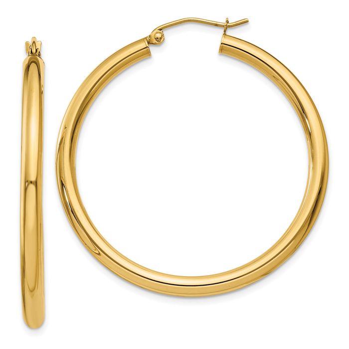 Simple Medium Round Hoop Earrings, Big Earrings, 10k Yellow Gold, popular 10k White Gold