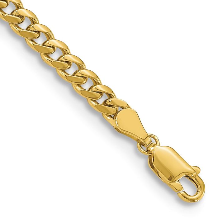 10K Solid Yellow Gold 4.25mm Miami Cuban Curb Link Chain Bracelet