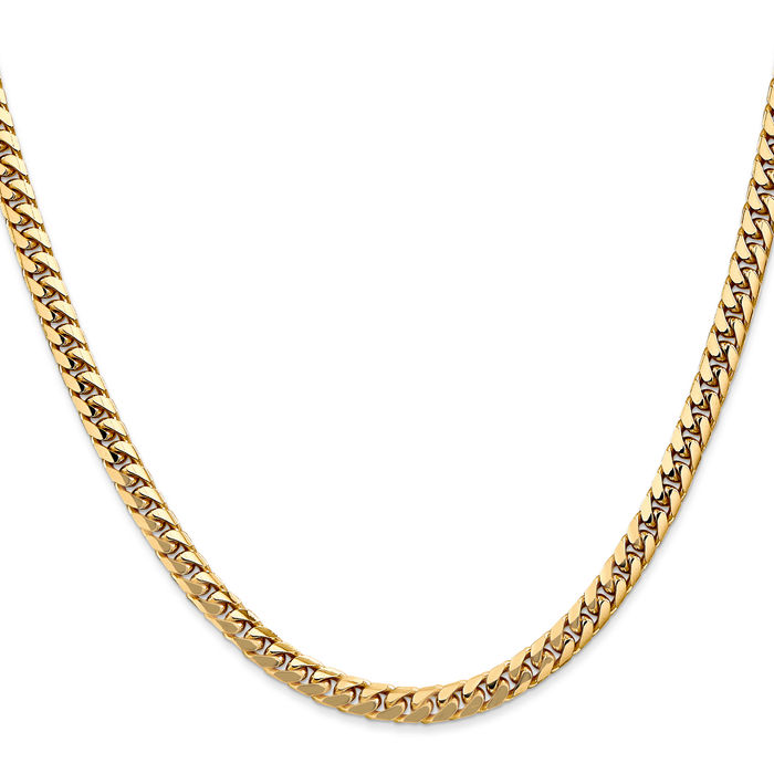 10K Solid Yellow Gold 4.3mm Miami Cuban Curb Link Chain Necklace