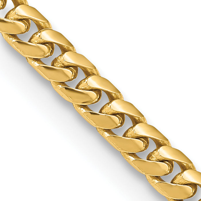 10K Solid Yellow Gold 4.3mm Miami Cuban Curb Link Chain Necklace