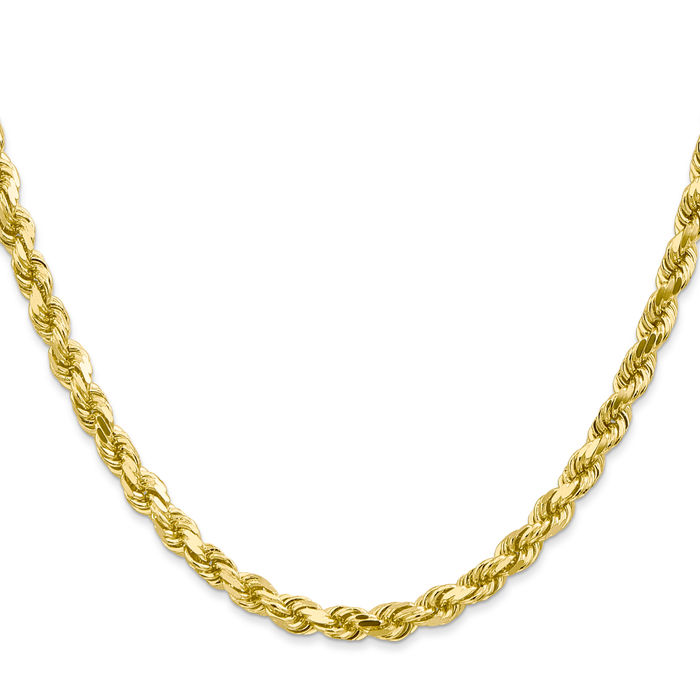 10K Solid Yellow Gold 4.5mm Rope Chain Twisted Link Necklace