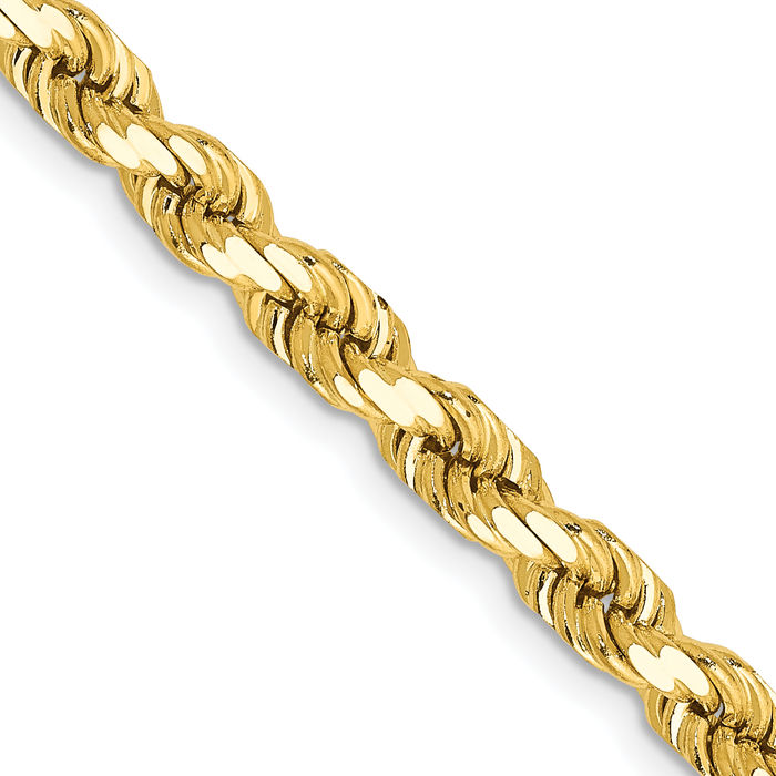 10K Solid Yellow Gold 4.5mm Rope Chain Twisted Link Necklace