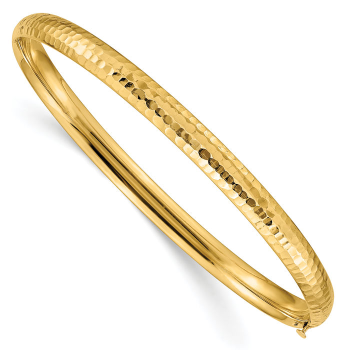 【送料&関税込】Patou Hammered Sphere Bracelet 10K Solid Yellow Gold 4.75mm Hammered Bangle Bracelet | eBay