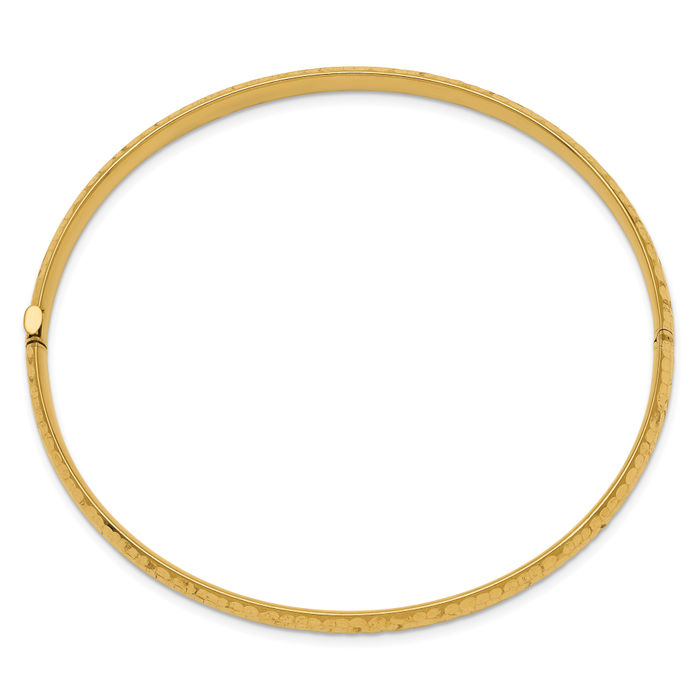 10K Solid Yellow Gold 4.75mm Hammered Bangle Bracelet