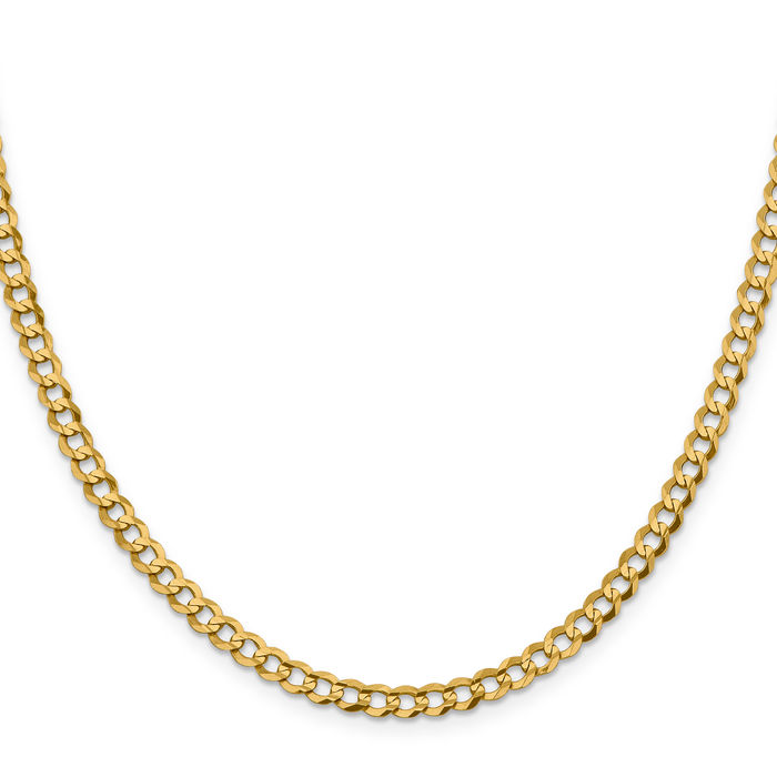 10K Solid Yellow Gold 4.7mm Cuban Curb Link Chain Necklace